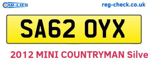 SA62OYX are the vehicle registration plates.