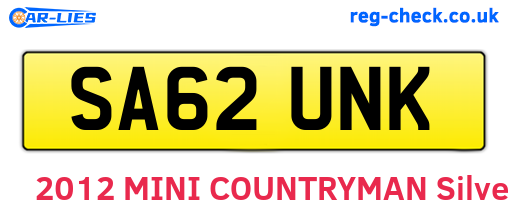 SA62UNK are the vehicle registration plates.