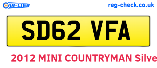 SD62VFA are the vehicle registration plates.