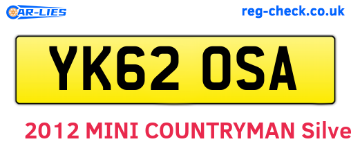 YK62OSA are the vehicle registration plates.
