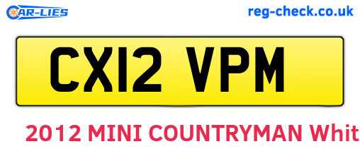 CX12VPM are the vehicle registration plates.