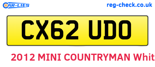 CX62UDO are the vehicle registration plates.