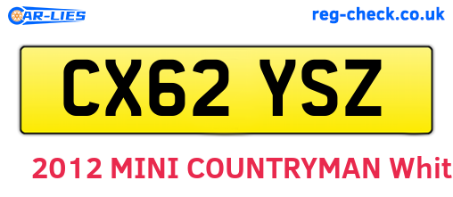 CX62YSZ are the vehicle registration plates.