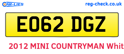 EO62DGZ are the vehicle registration plates.