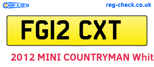 FG12CXT are the vehicle registration plates.