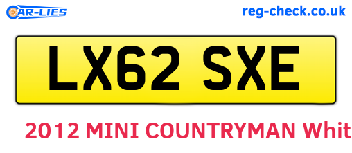 LX62SXE are the vehicle registration plates.