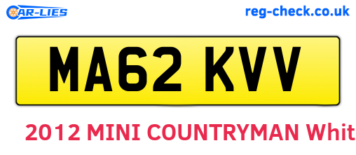 MA62KVV are the vehicle registration plates.