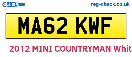 MA62KWF are the vehicle registration plates.