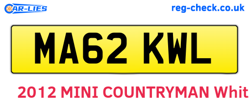 MA62KWL are the vehicle registration plates.