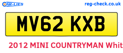 MV62KXB are the vehicle registration plates.