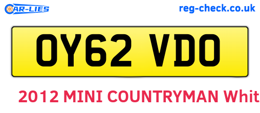 OY62VDO are the vehicle registration plates.