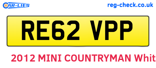 RE62VPP are the vehicle registration plates.
