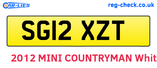 SG12XZT are the vehicle registration plates.