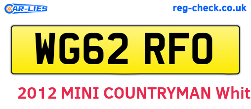 WG62RFO are the vehicle registration plates.