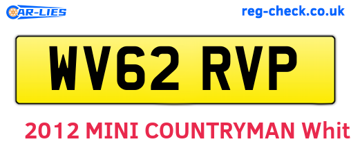 WV62RVP are the vehicle registration plates.