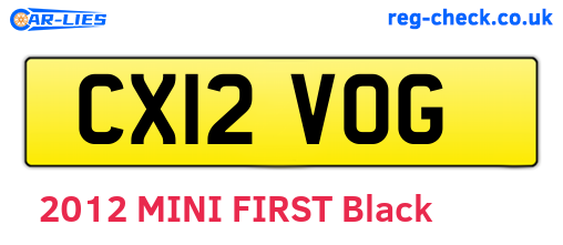 CX12VOG are the vehicle registration plates.