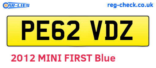 PE62VDZ are the vehicle registration plates.