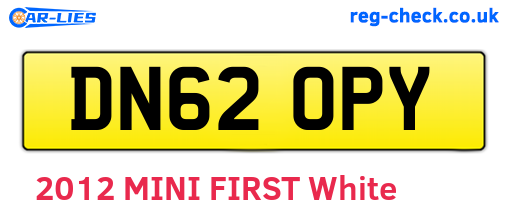 DN62OPY are the vehicle registration plates.