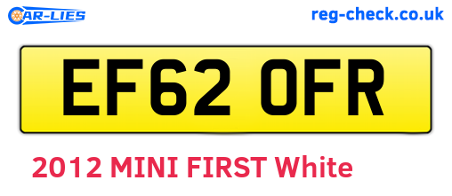 EF62OFR are the vehicle registration plates.