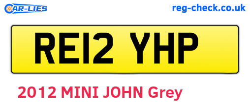 RE12YHP are the vehicle registration plates.