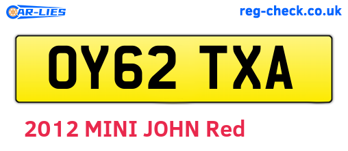 OY62TXA are the vehicle registration plates.
