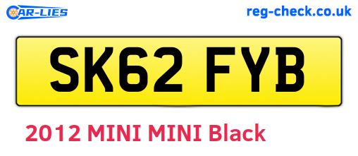 SK62FYB are the vehicle registration plates.