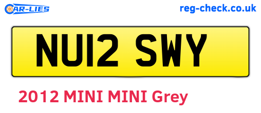 NU12SWY are the vehicle registration plates.