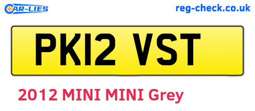 PK12VST are the vehicle registration plates.
