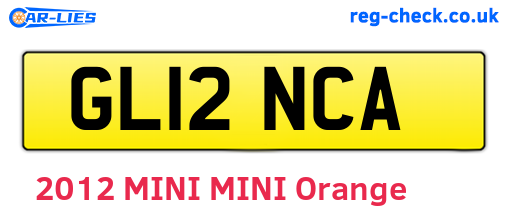GL12NCA are the vehicle registration plates.