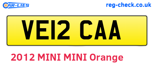 VE12CAA are the vehicle registration plates.