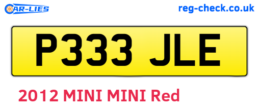 P333JLE are the vehicle registration plates.