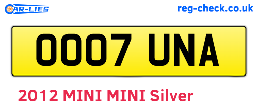 OO07UNA are the vehicle registration plates.