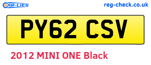 PY62CSV are the vehicle registration plates.