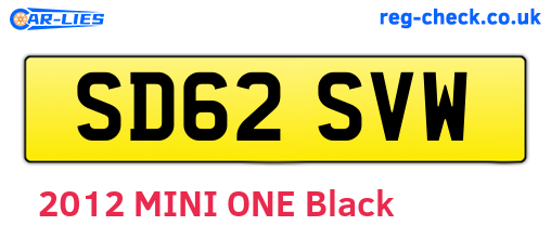 SD62SVW are the vehicle registration plates.