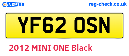 YF62OSN are the vehicle registration plates.