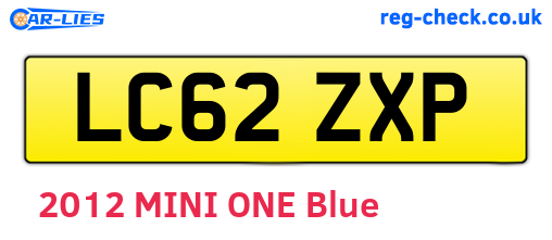 LC62ZXP are the vehicle registration plates.