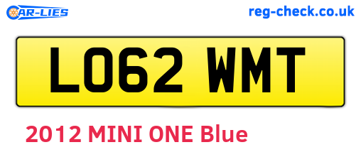 LO62WMT are the vehicle registration plates.