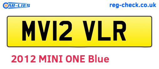 MV12VLR are the vehicle registration plates.