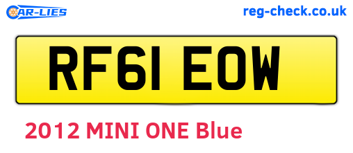RF61EOW are the vehicle registration plates.