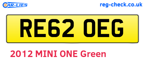 RE62OEG are the vehicle registration plates.