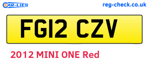FG12CZV are the vehicle registration plates.