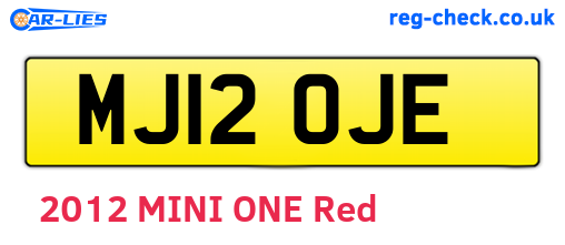 MJ12OJE are the vehicle registration plates.