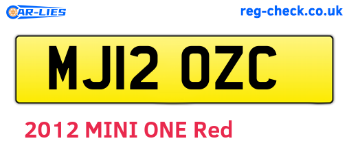 MJ12OZC are the vehicle registration plates.