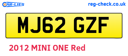 MJ62GZF are the vehicle registration plates.