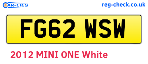 FG62WSW are the vehicle registration plates.