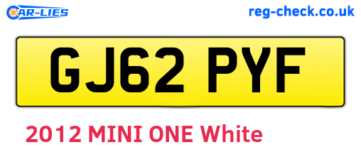 GJ62PYF are the vehicle registration plates.