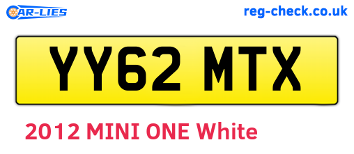 YY62MTX are the vehicle registration plates.