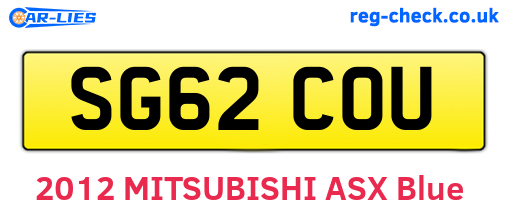 SG62COU are the vehicle registration plates.