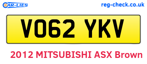 VO62YKV are the vehicle registration plates.