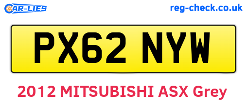 PX62NYW are the vehicle registration plates.